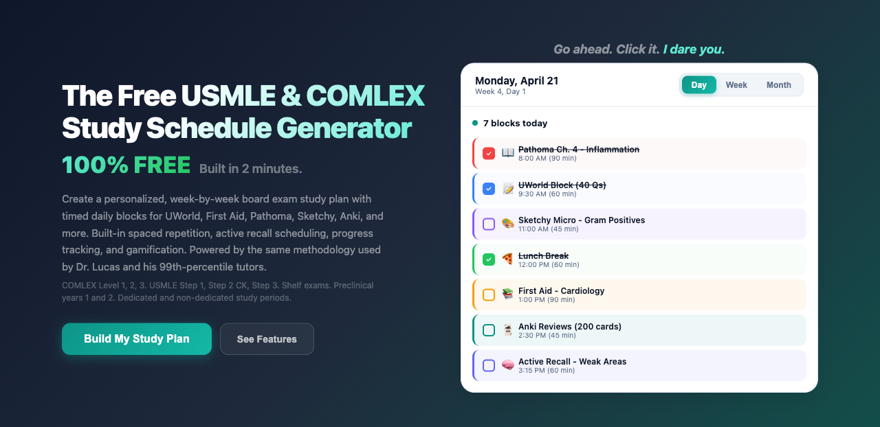 The Premeducated Study Plan Builder, a free week-by-week board exam study schedule generator.